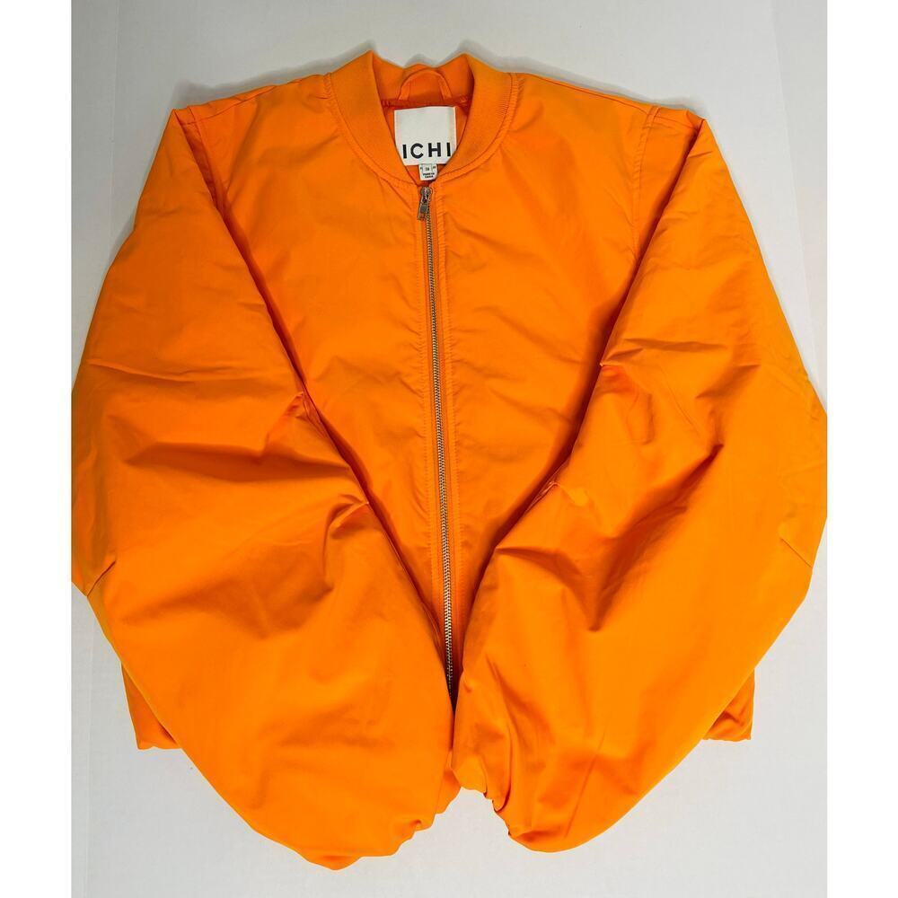 Anthropologie ICHI IHELISO JA Bomber Jacket size 38/ Medium Orange Full zip - Picture 6 of 13